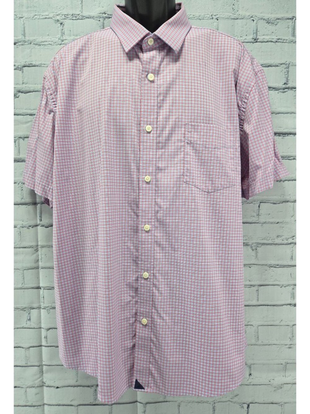 Untuckit Mens Pink Plaid Short Sleeve Shirt 3XL